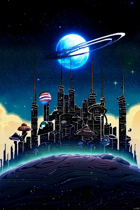  Machine city, universe sky theme