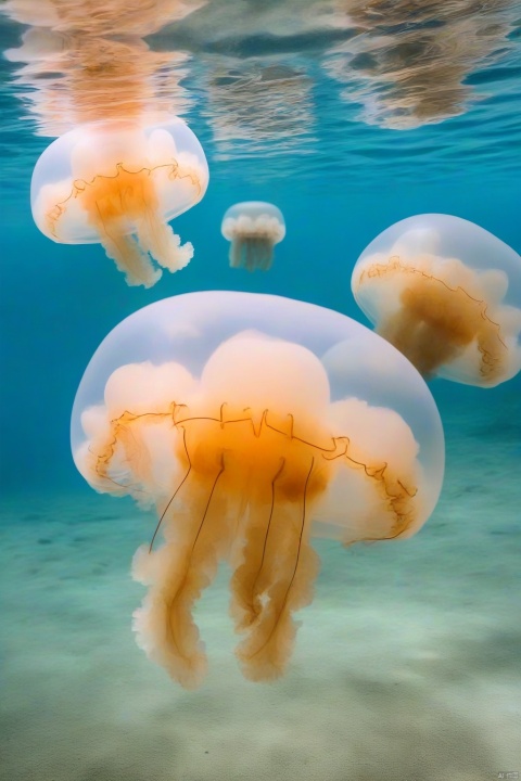 jellyfish,solo, underwater,no_humans,ocean, jellyfish, duobaansheying