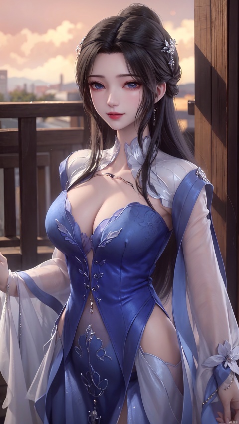  1girl, mischevious smile, perfect body, scenery, sharp focus, best quality, masterpiece, detailed outfit, illustration, perfect eyes, finely detailed beautiful anime eyes, realistic skin, intricate details, best lighting, depth of field, ultra high resolution,cowboy_shot, dynamic pose, dynamic angle,