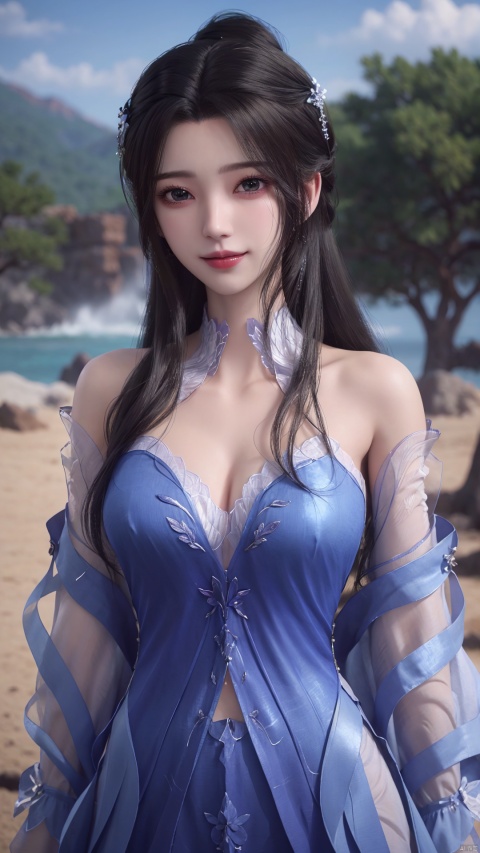  1girl, mischevious smile, perfect body, scenery, sharp focus, best quality, masterpiece, detailed outfit, illustration, perfect eyes, finely detailed beautiful anime eyes, realistic skin, intricate details, best lighting, depth of field, ultra high resolution,cowboy_shot, dynamic pose, dynamic angle,