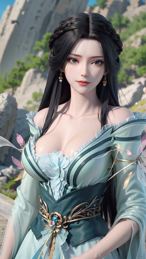  1girl, mischevious smile, perfect body, scenery, sharp focus, best quality, masterpiece, detailed outfit, illustration, perfect eyes, finely detailed beautiful anime eyes, realistic skin, intricate details, best lighting, depth of field, ultra high resolution,cowboy_shot, dynamic pose, dynamic angle,