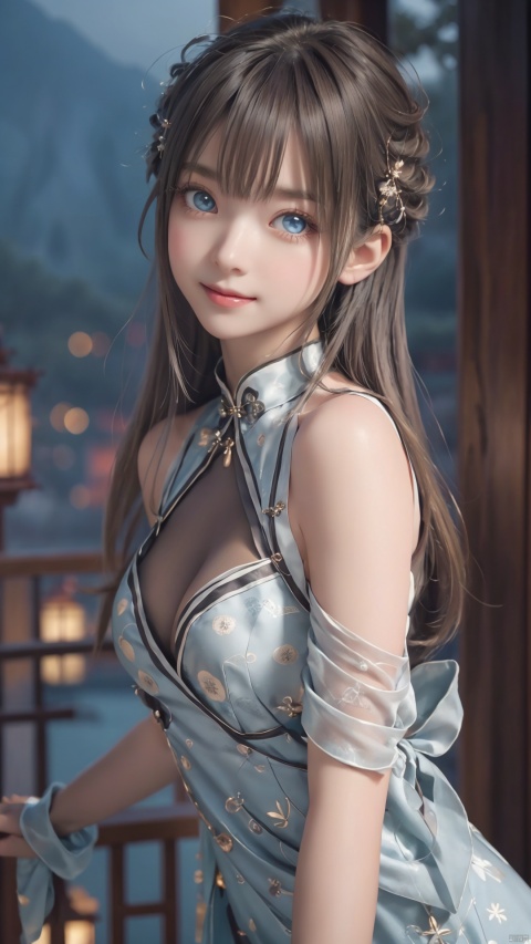  1girl, mischevious smile, cowboy_shot, vibrant colors, perfect body, vivid colors, scenery, sharp focus, best quality, masterpiece, detailed outfit, illustration, perfect eyes, finely detailed beautiful anime eyes, realistic skin, intricate details, best lighting, depth of field, ultra high resolution,
