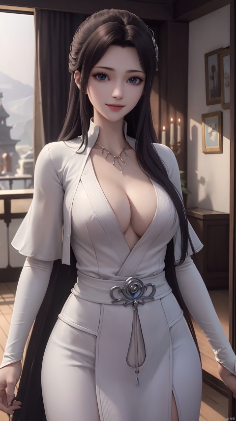  1girl, mischevious smile, perfect body, scenery, sharp focus, best quality, masterpiece, detailed outfit, illustration, perfect eyes, finely detailed beautiful anime eyes, realistic skin, intricate details, best lighting, depth of field, ultra high resolution,cowboy_shot, dynamic pose, dynamic angle,