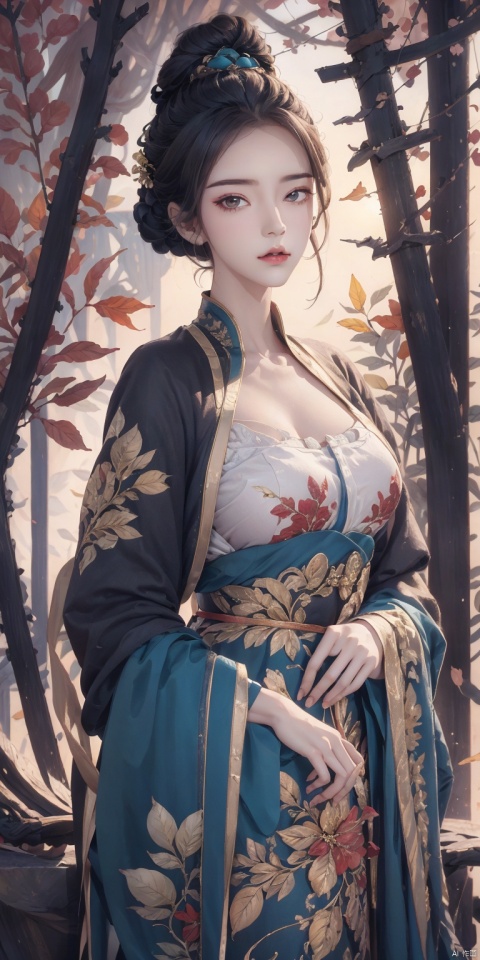  A mesmerizing and visually stunning artwork featuring a single female figure, created by a renowned artist, showcasing intricate details and vibrant colors. big tits,Big breasts,Official art quality with a strong aesthetic appeal. High resolution rendering in 4K, huliya, 1girl, featuring autumn fallen leaves
Gemstones, ornaments, flash, diffusion, juemei