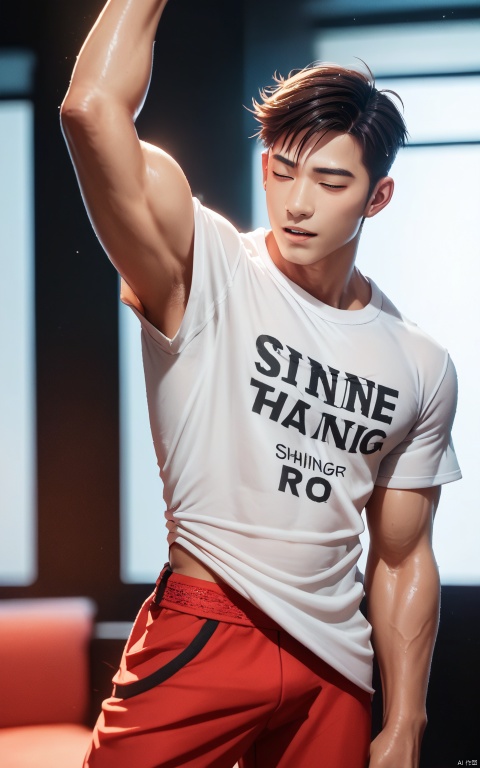 score_9, score_8, a handsome chinese boy, weraing shirt, shining, dancing