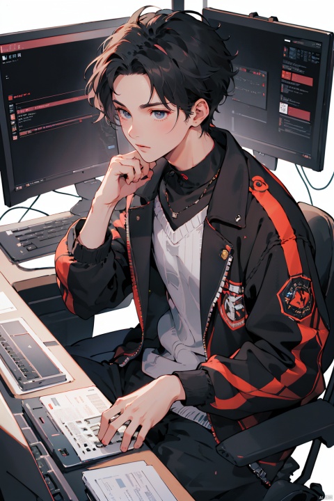 A handsome boy holding a keyboard in his hand