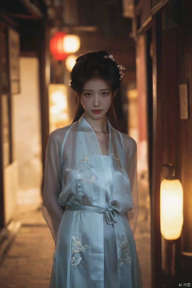 
best quality,masterpiece,ultra high res,looking at viewer,simple background,portrait (object), masterpiece, best quality, ultra high res, a poised beauty in a traditional qipao dress, exquisitely embroidered with dragons, gracing a vintage Shanghai alley, illuminated by the soft glow of lanterns casting long shadows, evoking a nostalgic, mysterious mood, shot with a telephoto lens for intimate portraiture, isolating her amidst the ambient hustle, capturing the essence of timelessness.