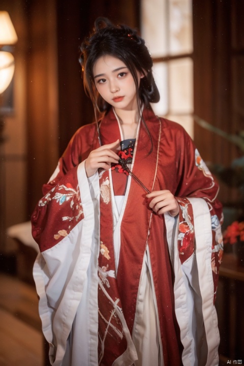 masterpiece, best quality, ultra high res; busty, hanfu, chinese clothes
