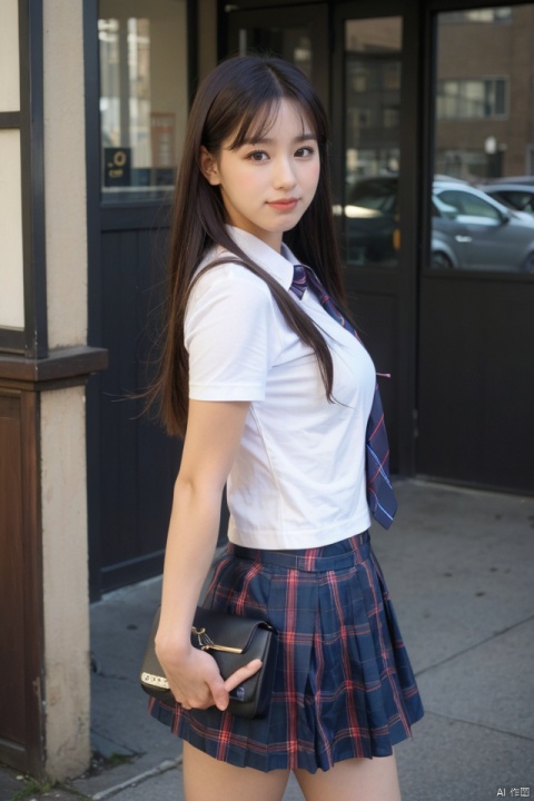 masterpiece,best quality,ultra high res,school uniform,plaid skirt,JKseifuku:1.2, school uniform,JKseifuku