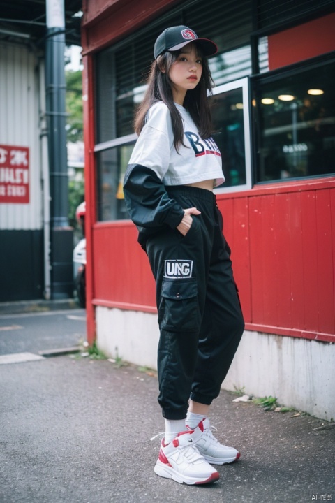 masterpiece, best quality, ultra high res; 1girl,gigantic_breasts,big ass
streetwear, graphic tees, cargo pants, bomber jackets, high-top sneakers, snapback hats, bold patterns
