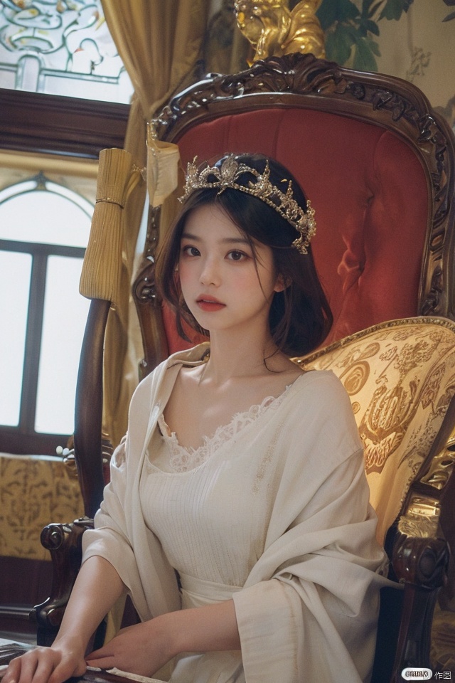 masterpiece, best quality, ultra high res, a slender, seductive Eastern beauty adorned in imperial phoenix crown and rosy clouds wedding attire, accentuating her ample bosom; poised elegantly on a red carpet leading to an ornate palace throne room, with golden dragon motifs, intricate carvings, and rich tapestries adorning the walls; evoking a regal ambiance filled with allure, captured through a dramatic low-angle shot that highlights her majestic presence, skillfully framing her against the opulent backdrop while applying soft focus techniques to emphasize the luxurious textures and detail of her attire, lit with warm tones to enhance the overall sense of grandeur and mystique.