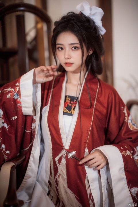 masterpiece, best quality, ultra high res; busty, hanfu, chinese clothes