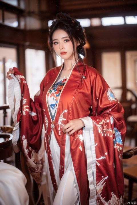 masterpiece, best quality, ultra high res, a breathtakingly beautiful woman with a curvaceous figure,, chinese clothes