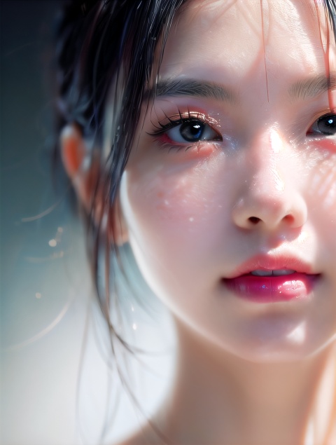 1girl,delicate face,extremely delicate and beautiful, exquisite makeup, super meticulous, delicate and luminous eyes,ultra detailed, ultrarealistic skin details,masterpiece, best quality,romanticism, atmospheric, (facial close up), inclined lighting,Face focusing,backlight,1 girl