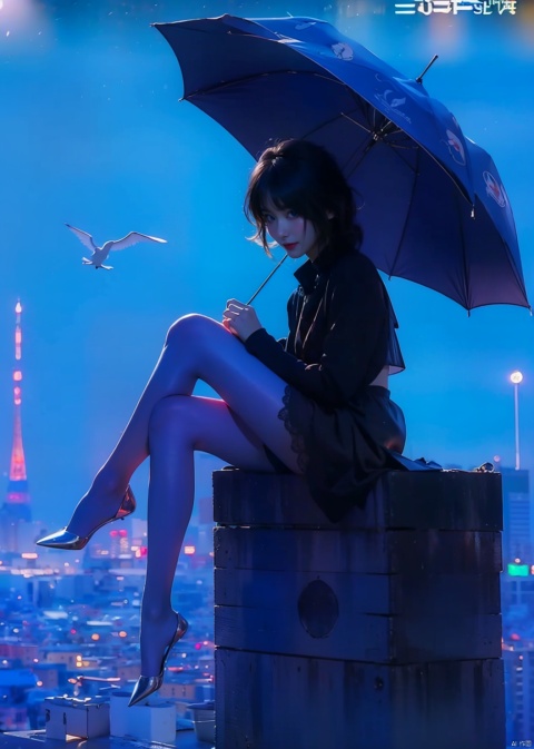  (extremely delicate and beautiful:1.2),1girl,Best quality , masterpiece , ultra high res , raw photo,fashion-girl, bangs, blue eyes, blurry, blurry background, looking at viewer, medium hair, night, solo, upper body,smile,red lips, skinny,pantyhose, sssr,（Left girl, right boy:1.5)