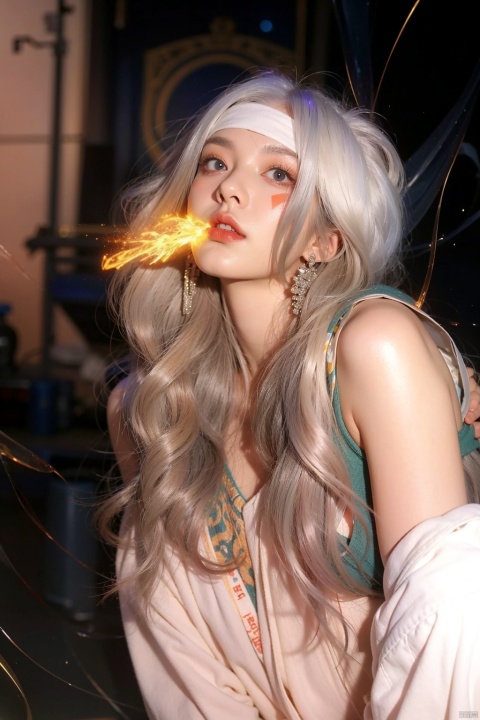  (1girl), light and shadow, wabstyle, glowing, white hair, long hair, wind, two-tone body, two-tone hair, (put nothing on:1.8),cleavage, shine tatoo, upper body, (photorealistic:1.4), flash, cinematic angle, mysterious, magical, obsidain, backlighting, fluctuation, 8k, photo, red, translucent, X-ray, goddess, (chakra:1.2),dress, glowing body, elegant, ntricate details, highly detailed,cinematic, dimmed colors, dark shot, muted colors, film grain, depth blur, blurry background dof, bokeh, realistic, realistic skin, Newspaper wall, huge filesize,newspaper,吃面包