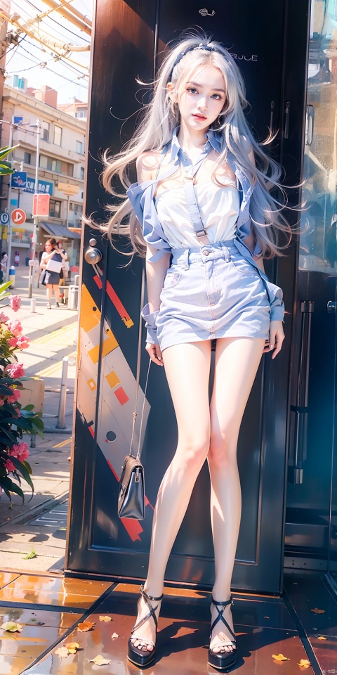  Masterpiece-level best_quality, concept artwork, a lonely solo girl, ,fashion,(mini skirt:1),Super long legs,, standing, realistic, Professionalstudio,highheels,trend,pantyhose,
