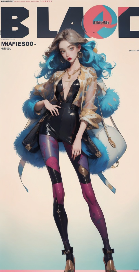  ((((best quality))), (((ultra detailed))), (((masterpiece))), ((golden ratio)), illustration, ray tracing, 1girl, solo, looking at viewer, glossy skin, contrapposto, necklace, female focus,model, breasts, (hat:0.7), uniform, pantyhose, high heels, cool, see-through, floating hair, sexy, fine fabric emphasis, wall paper, crowds, fashion, Lipstick, depth of field, street, in public, (Magazine cover-style illustration of a fashionable woman in a vibrant outfit), posing in front of a colorful and dynamic background. She has a confident expression and is holding a statement accessory, The text on the cover should be bold and attention-grabbing, with the title of the magazine and a catchy headline. The overall style should be modern and trendy, with a focus on fashion and lifestyle),
