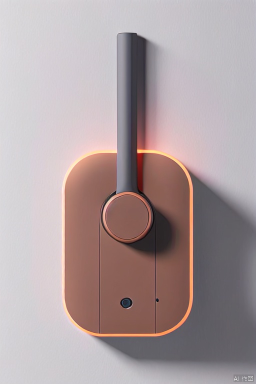 8K,whitebackground,Simple background,industrial design,product design,C4D, Rendering, switch, erect,concave, Champagne gold,muted color, button, orange Light strip, shiny,