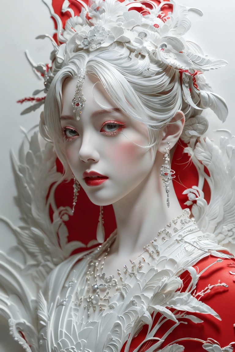  (hyperreal) , (illustration) , (high resolution) , (8K) , (very detailed) , (best illustration) , (beautiful detail eyes) , (best quality) , (super detailed) , (masterpiece) , (wallpaper) , (detail face) , solo, (dynamic pose) , 1 girl, jewelry, clear,anime, sharp, arrogant, arrogant,wearing stylish clothes, fantasy (detailed red background),kongque,fdjz