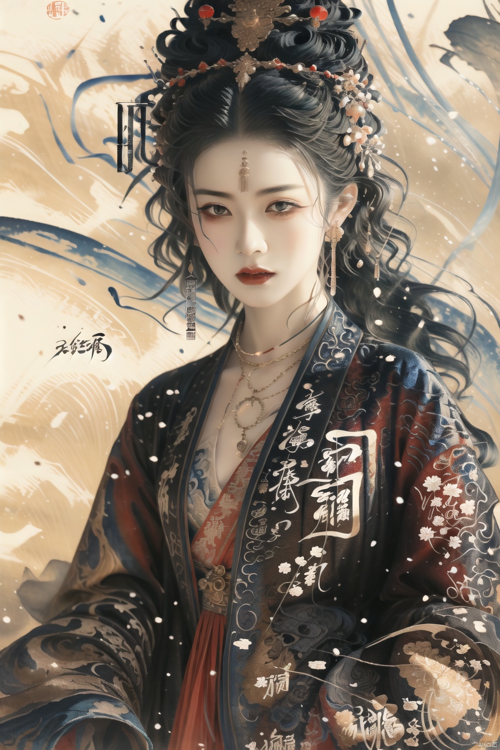  (dramatic, gritty, intense:1.4),masterpiece, best quality,8k, insane details,hyper quality,ultra detailed, Masterpiece,(calligraphy:1.4),(ether colorful ink flowing:1.3),1girl,A shot with tension,white hair,exposed collarbone,sideways,Simple background, Ink scattering_Chinese style,yjmonochrome,Ink and wash style, fenhong, 1girl, Gothic, lotus leaf, Ultra-detail green Chinese dragon, linkedress_red dress
