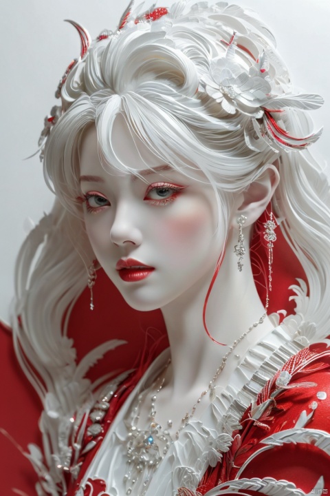  (hyperreal) , (illustration) , (high resolution) , (8K) , (very detailed) , (best illustration) , (beautiful detail eyes) , (best quality) , (super detailed) , (masterpiece) , (wallpaper) , (detail face) , solo, (dynamic pose) , 1 girl, jewelry, clear,anime, sharp, arrogant, arrogant,wearing stylish clothes, fantasy (detailed red background),kongque,fdjz