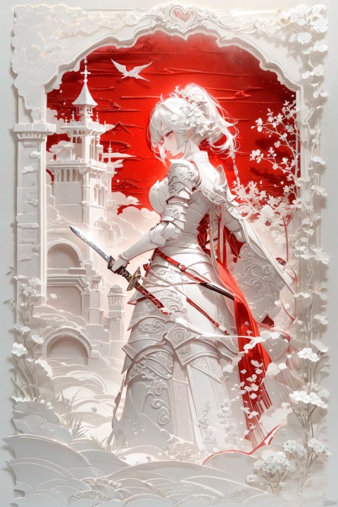 1 girl, medieval knightess, shining armor, noble bearing, determined eyes, flowing scarlet cape, intricately engraved sword, shield emblazoned with heraldry, warhorse by her side, ancient castle courtyard, cobblestone path, ivy-clad walls, morning mist, vigilant stance, battle-ready grip, historical accuracy, rich tapestry textures, muted earth tones, chivalrous demeanor, strong jawline, disciplined poise, chivalric code, gallant protector, era authenticity, detailed chainmail, epic narrative, courageous heart, gallant tale, chivalrous legend, timeless valor.