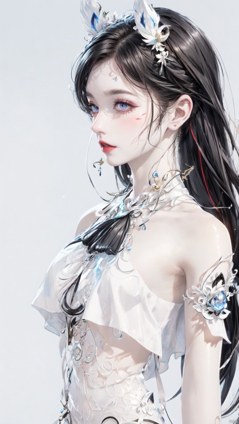 A girl, bust, delicate makeup, (full body:1.2),Face close-ups, colorful hair,Red lips,long legs, delicate eye makeup,colorful hair,purple eyes, silver hair,fair skin,green dress,blisters, glowing jellyfish,(white background:1.4), fantasy style, beautiful illustration, White shiny clothes,complex composition, floating long hair, seven colors,Keywords delicate skin, luster, liquid explosion, Elegant clothes, Glowing shells,glowing seabed,streamer,1girl,smoke,colorfulveil,colorful,Shifengji, ( Best Quality: 1.2 ), ( Ultra HD: 1.2 ), ( Ultra-High Resolution: 1.2 ), ( CG Rendering: 1.2 ), Wallpaper, Masterpiece, ( 36K HD: 1.2 ), ( Extra Detail: 1.1 ), Ultra Realistic, ( Detail Realistic Skin Texture: 1.2 ), ( White Skin: 1.2 ), Focus, Realistic Art,fantasy,girl