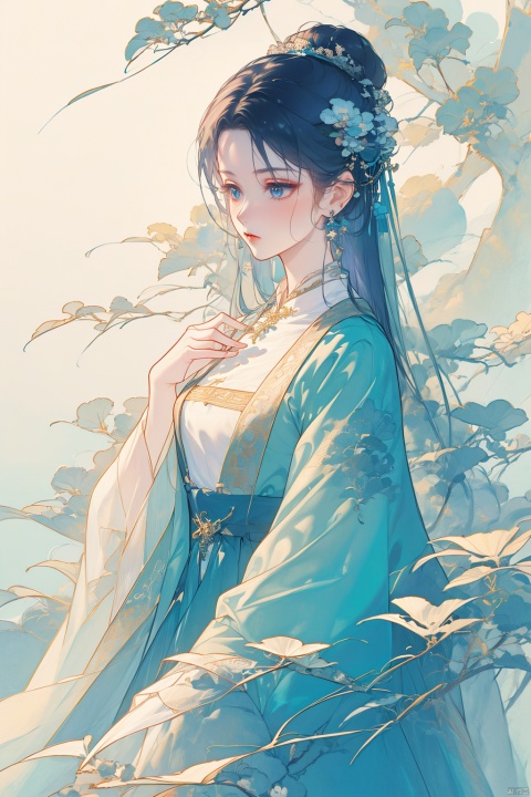  best quality ,masterpiece, illustration, an extremely delicate and beautiful, extremely detailed ,CG ,unity ,8k wallpaper, Amazing, finely detail, masterpiece,best quality,official art,extremely detailed CG unity 8k wallpaper,
1girl, solo, long hair, hair ornament, long sleeves, dress, jewelry, blue hair, upper body, flower, earrings, blue dress, chinese clothes, ((poakl)),（Porcelain texture：1.2）, guoflinke