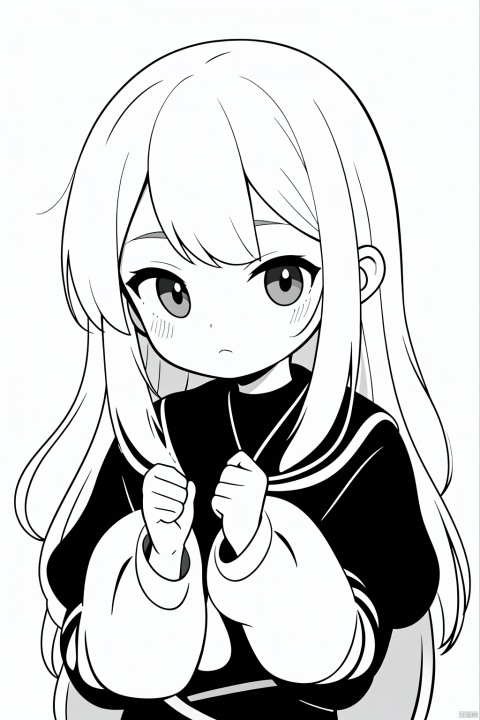  A lovely loli, simple black and white lines and pure white background.