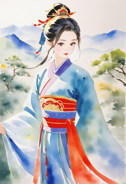 watercolor,
chinese,
traditional,
hanfu,
1girl
