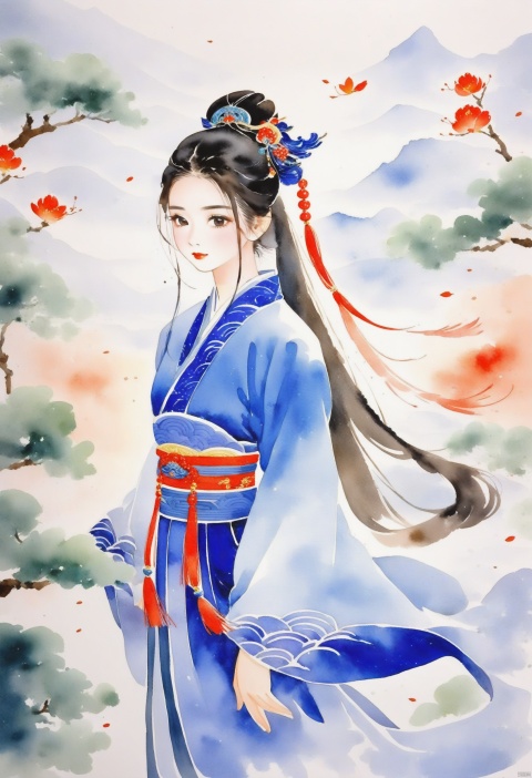 watercolor,
chinese,
traditional,
hanfu,
1girl
