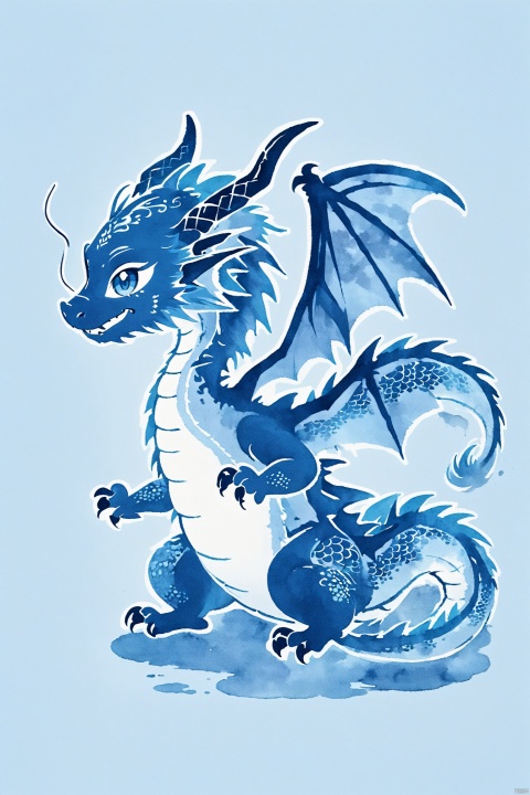  blue theme,Tie dyeing,cute dragon,chibi