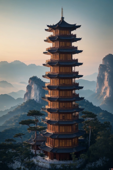 Pandora’s beautiful floating mountains. Ergonomically evolved flying creatures. Style of AvataPandora’s beautiful floating mountains. Ergonomically evolved flying creatures. Style of Avata, A building, Chinese Architecture_Tower