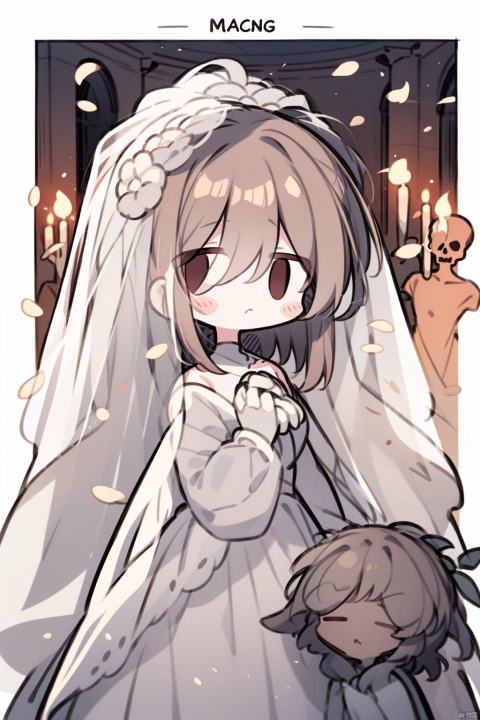  Skeleton Bride, Holding flowers in the hand, Wearing a wedding dress, Wait at the cemetery, So many details., hell, blackmagic, macron, solid eyes, xinniang, cutegui, wulian, yyy