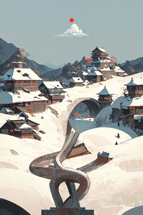  best quality,masterpiece,sculpture,wonderland,,chinese fairy tales,an old man,boiling tea,drink tea,a painting of history floating and curved in the background,mountain,white cloud,chinese style courtyard,pavilion,chinese tea mountains,, Chinese architecture, trees,,white hair , Rock buildings