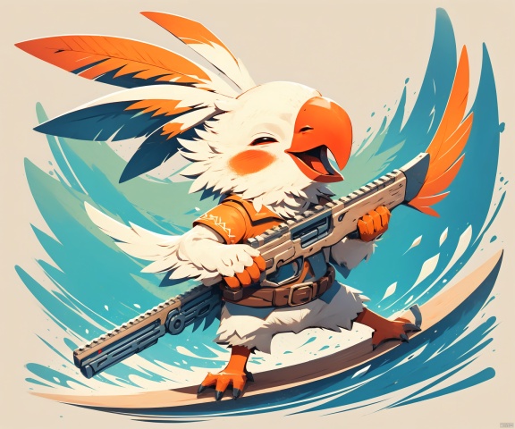  Cockatiel\(IP\), pistol, gun, holding a gun,red crown, beak, GameWeapon