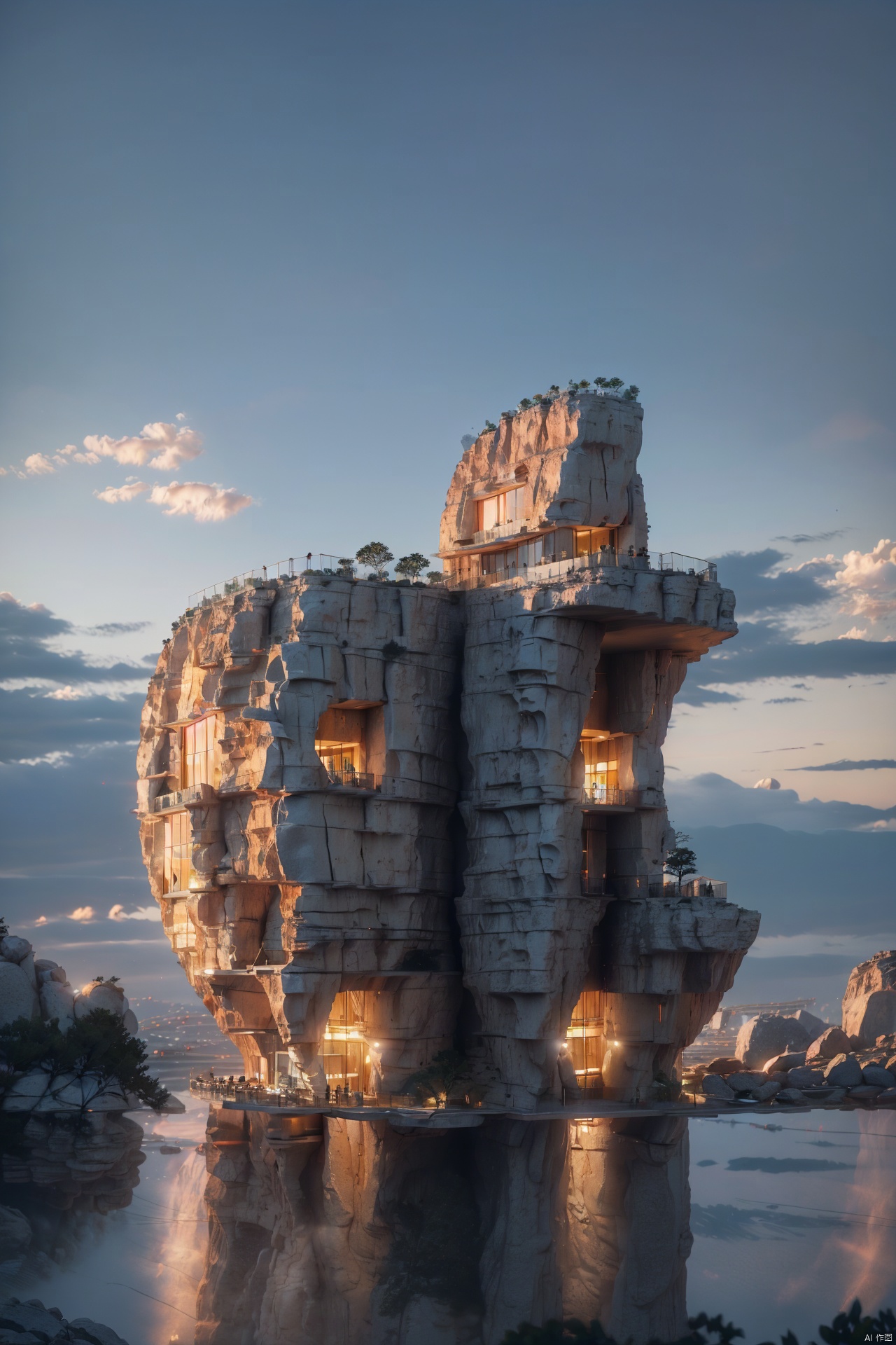  Apple shaped rocks , Architectural rendering, architectural design, Rock architecture, Rock buildings, building, , BJ_Gundam