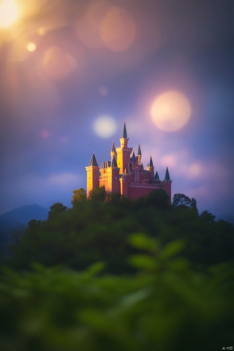  Dotting, Castle, Palace, 3D, Auspicious Clouds, Light and Elegant Colors, Gaussian Blur, Dynamic Blur, Large Area Blank, Colorful Light and Shadow, Inner Glow