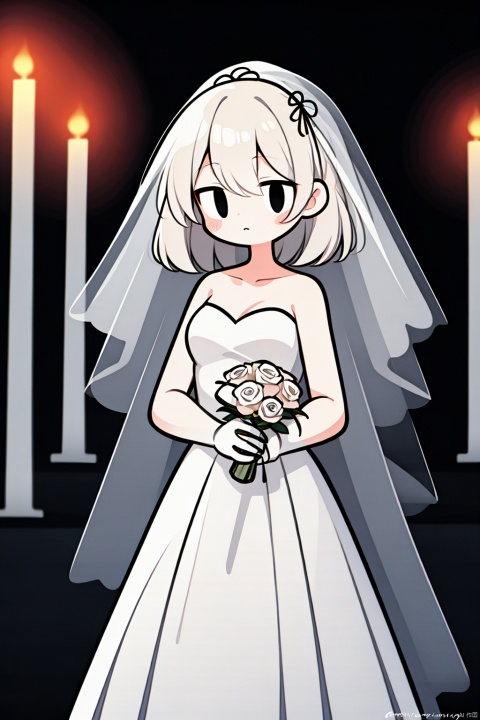  Skeleton Bride, Holding flowers in the hand, Wearing a wedding dress, Wait at the cemetery, So many details., hell, blackmagic, macron, solid eyes, xinniang, cutegui, wulian, jjmx