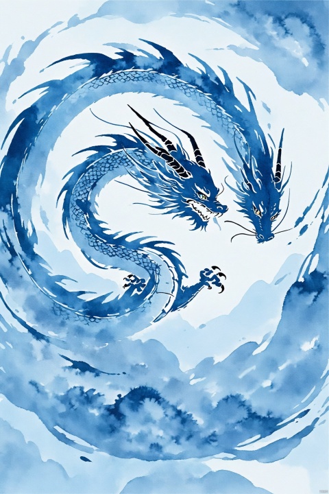  blue theme,Tie dyeing,dragon