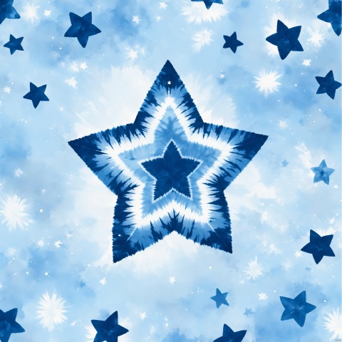 blue theme,Tie dyeing,star