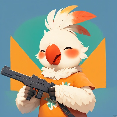  Cockatiel\(IP\), pistol, gun, holding a gun,red crown, beak