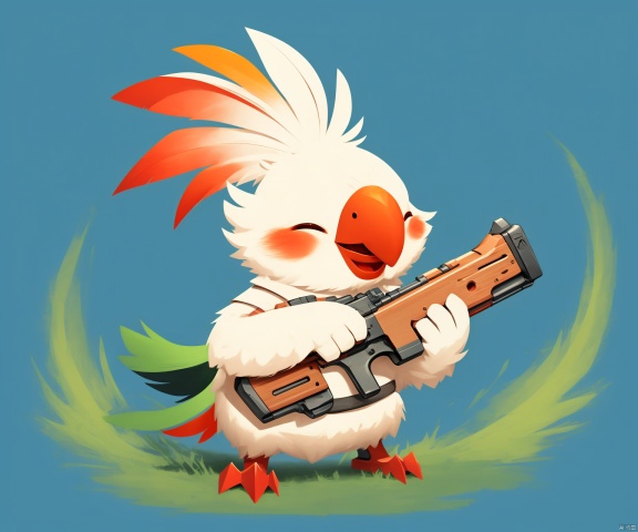  Cockatiel\(IP\), pistol, gun, holding a gun,red crown, beak, GameWeapon