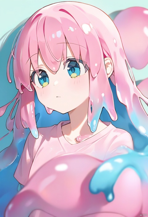  1girl, solo, slime girl, goutou hitori, beautiful color, amazing quality