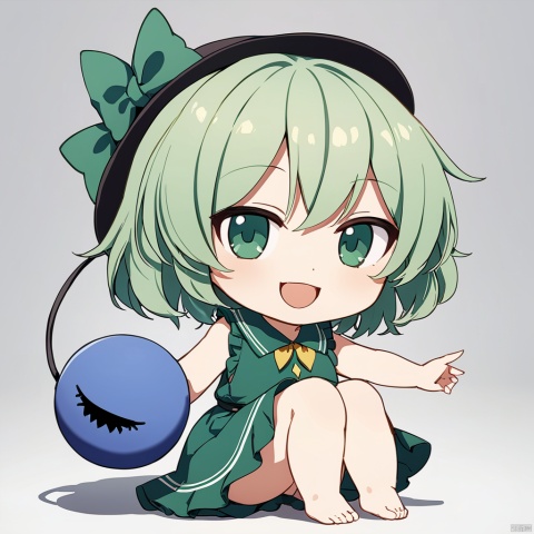  masterpiece,best quality,
,koishi_touhou, komeiji_koishi_touhou, 1girl, solo, open_mouth, looking_at_viewer, smile, chibi, fumo