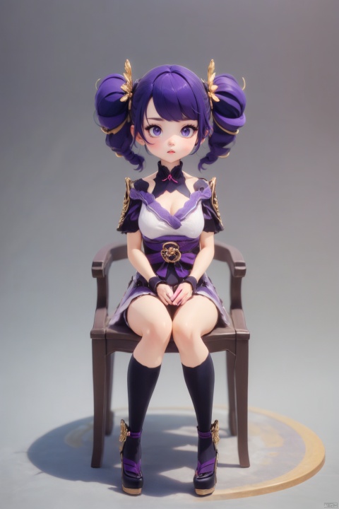  blind box effect,agirl,full_body,
 a girl,purple eyes,fu_r_y,mature_female,short_twintails,full_body,sit down,purple hair,