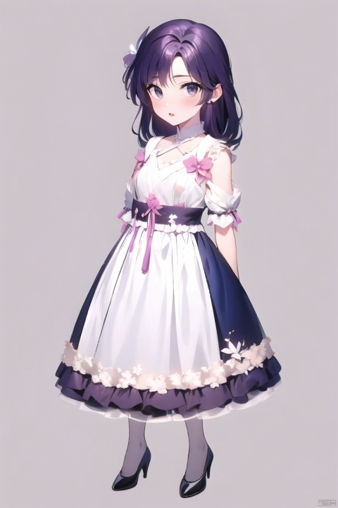  (loli_dress:1.5),full_body, purple hair,1girl,solo,
Simple background, gray background, jjmx
