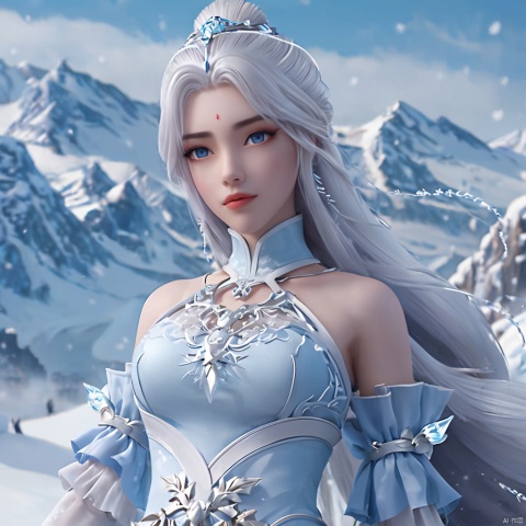  yuechan,1girl ,
Illustrate a girl with the power of ice, featuring ice-white hair and clothing, set in a snowy landscape. Emphasize (((intricate details))), (((highest quality))), (((extreme detail quality))), and a (((captivating winter composition))). Use a palette of cool blues and whites, drawing inspiration from artists like Artgerm, Sakimichan, and Stanley Lau,midjourney exhibitionism,object insertion,shaved pussy