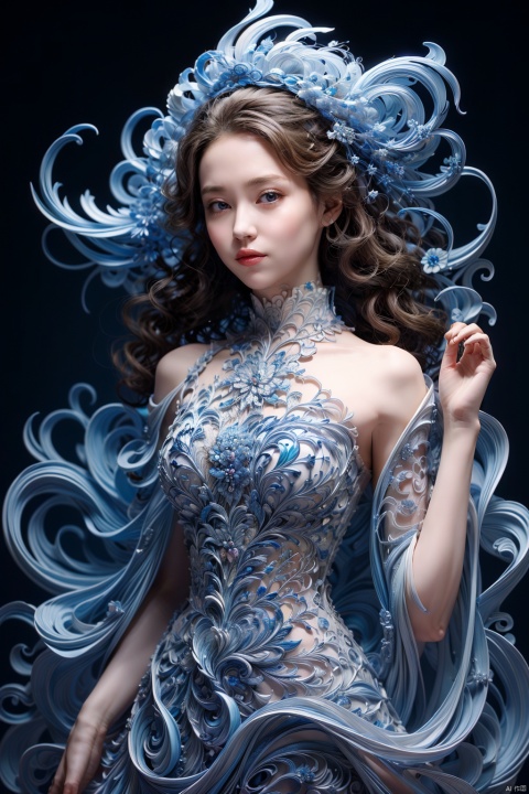 (masterpiece),((best quality)),(Ultra Detailed),(Perfect body))),1 girl,(china dress:1.3),long hair,Bare shoulders,Little Smile,Perfect hands,Rich details,Perfect image quality,wide shot,black background,
, tianqing, cute girl,huge dress, cute girl